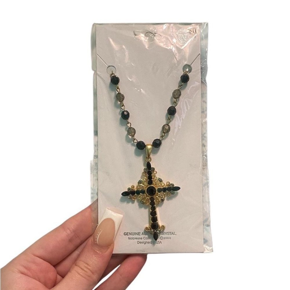 Noblesse Collection Genuine Australian Crystal Goth Cross Necklace